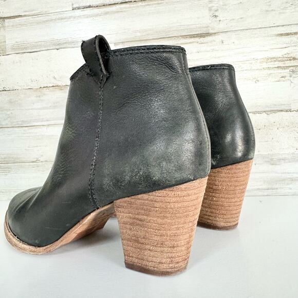 Madewell Women The Billie Black Side Zipper Leather Ankle Bootie Size 8 - Picture 3 of 8